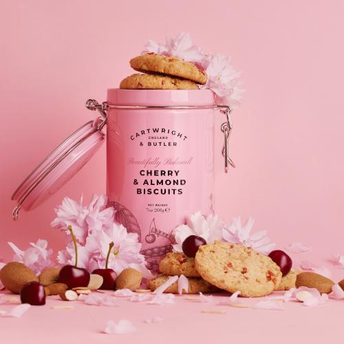 Cherry and Almond Biscuits in Tin )