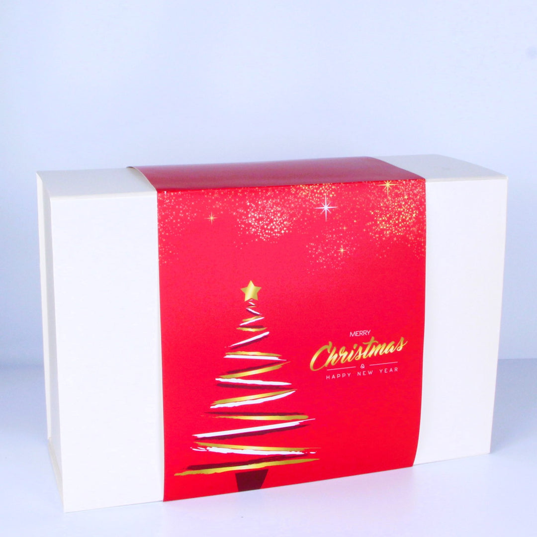 White Gift Box with Red Sleeve