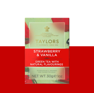 Taylors Of Harrogate Strawberry and Vanilla Green Tea Bag 20 Sachets