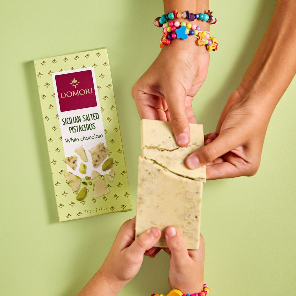 Domori White Chocolate and Salted Sicilian Pistachios - 75g