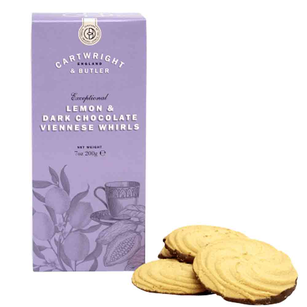 Cartwright & Butler Lemon and Dark Chocolate Viennese Whirls in Carton Box 200g