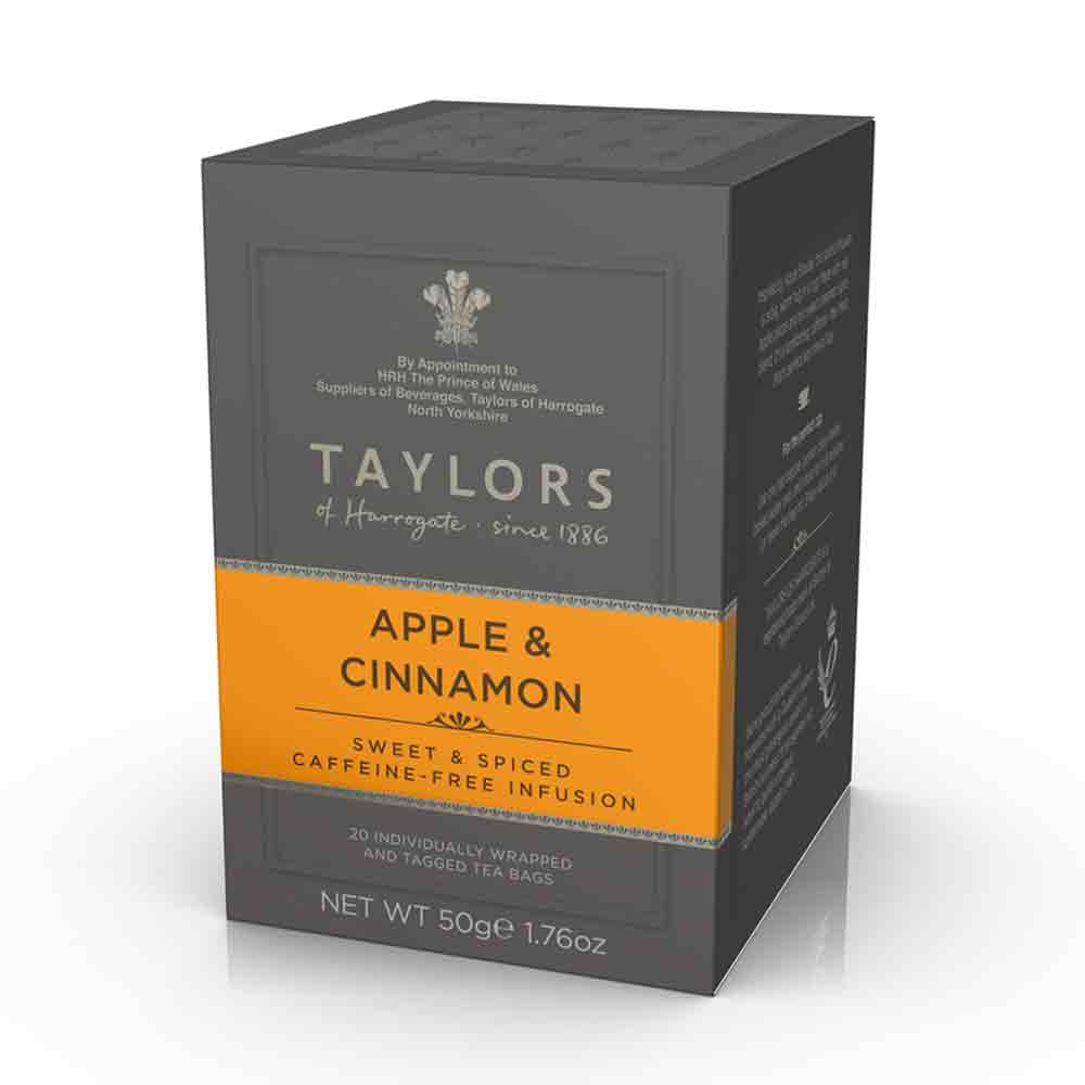 Taylors of Harrogate apple and cinnamon tea bags in a box