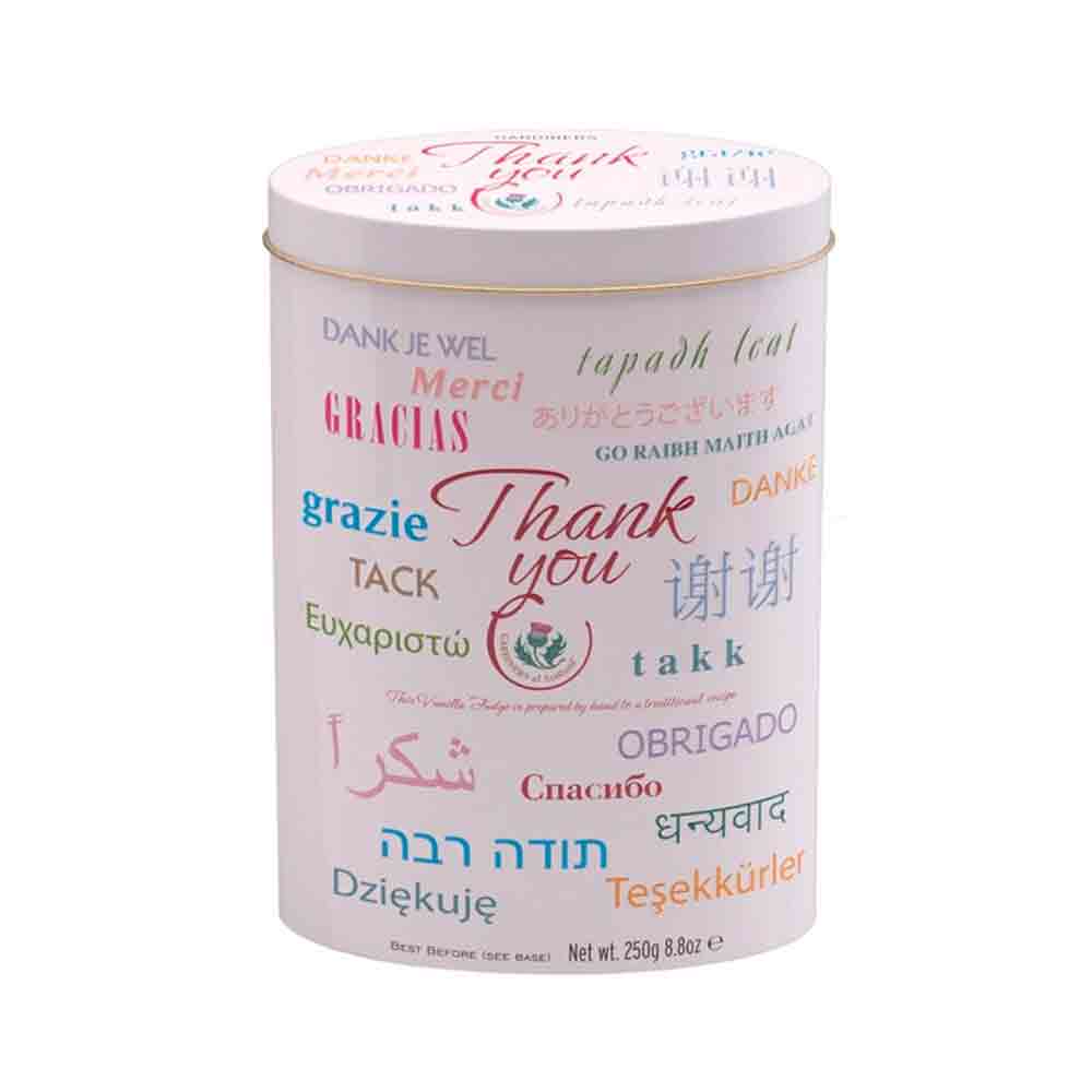 Gardiners of Scotland Thank You (LANGUAGES) Fudge Tin 250g