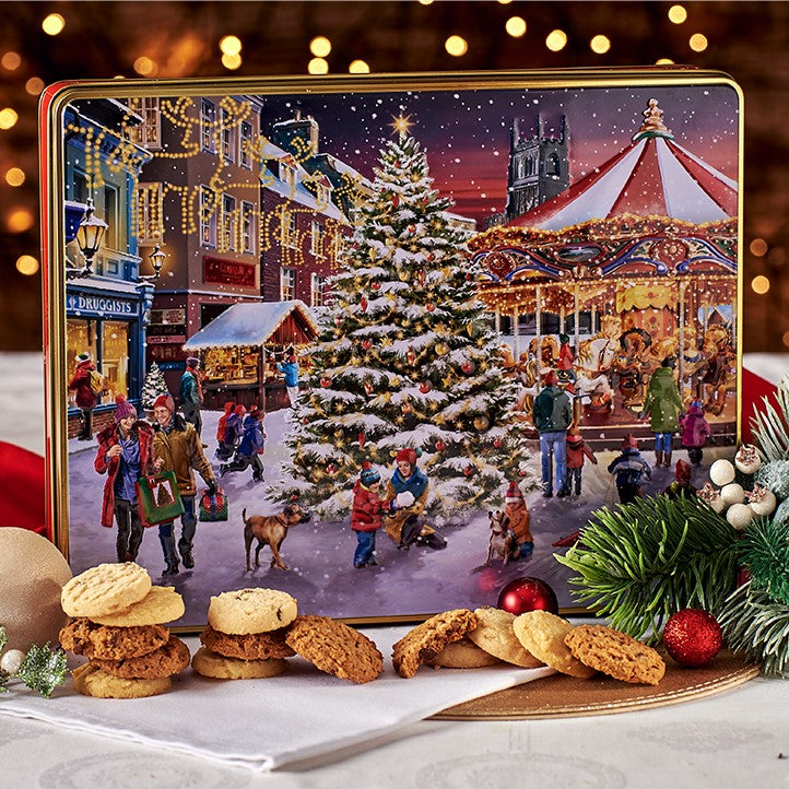 Grandma Wild's Embossed Traditional Christmas Market Scene Large Tin 600g [1737]