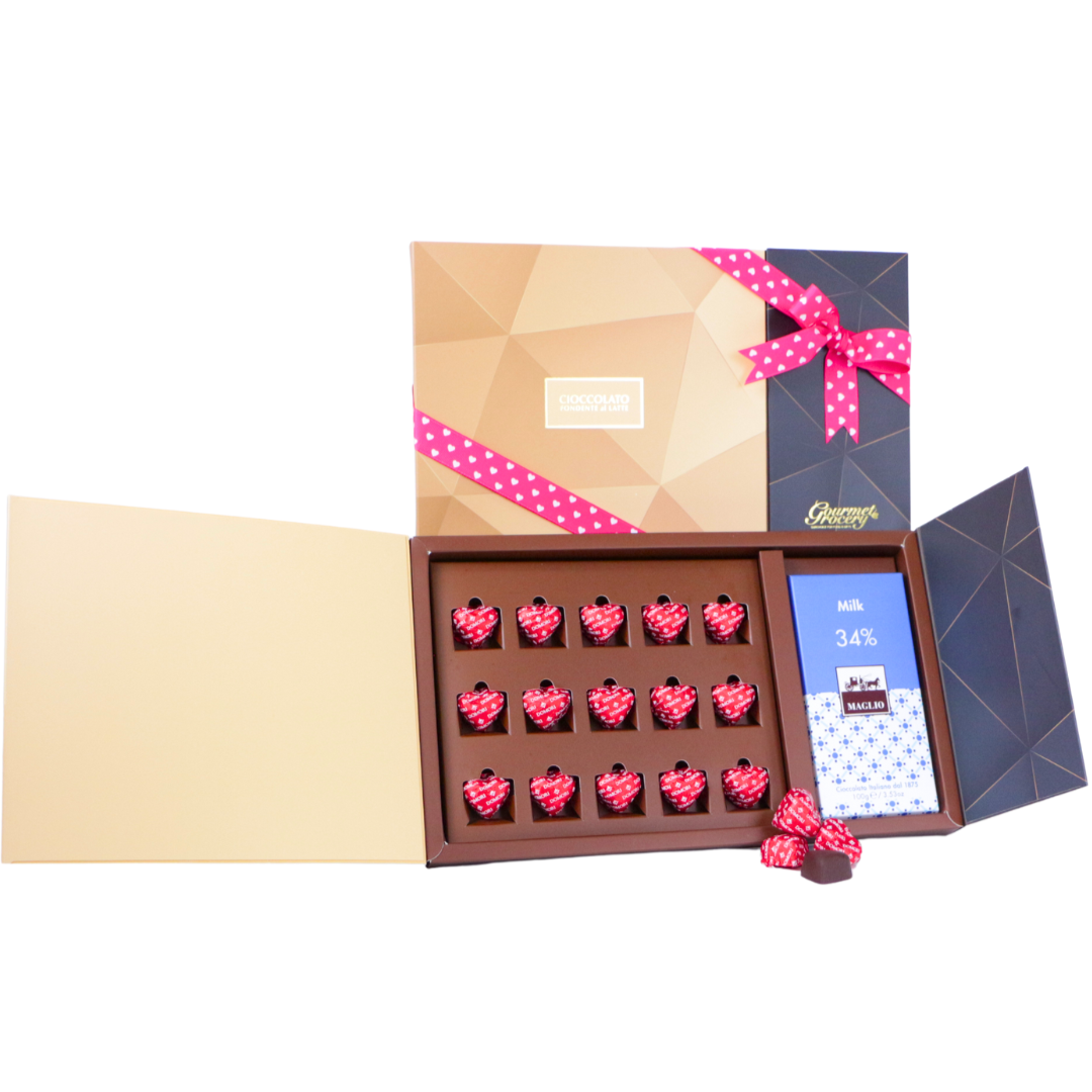 18pcs Heart Shape with Chocolate Bar in Gift Box