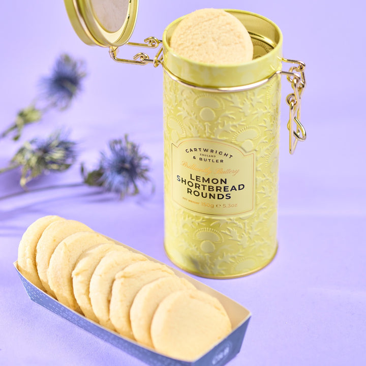 Lemon Zest Shortbread Rounds in Tin 150g