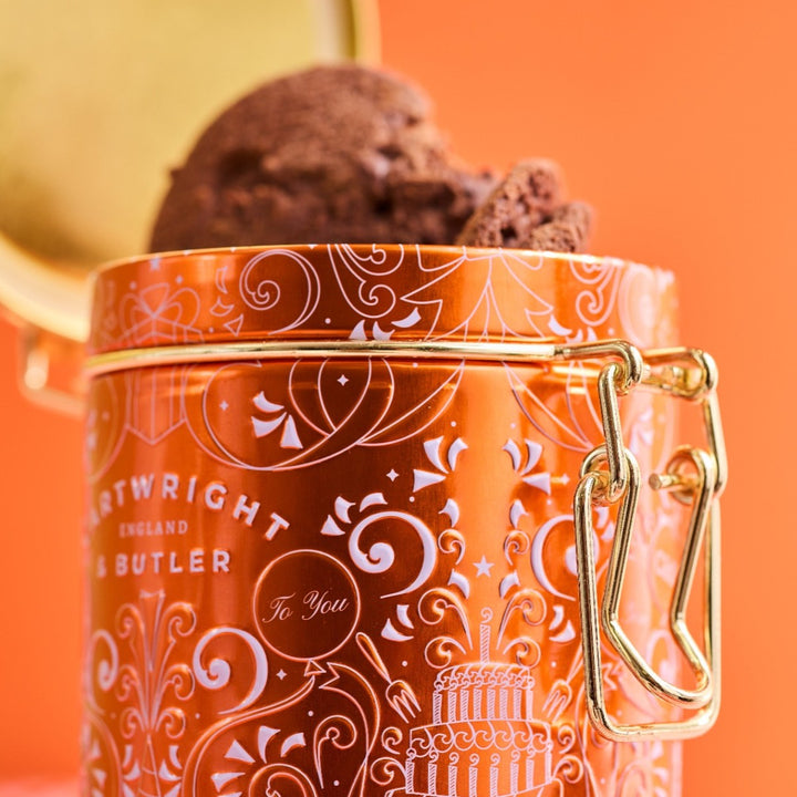 C&B Chocolate Brownie Biscuits in Happy Birthday Tin 200g