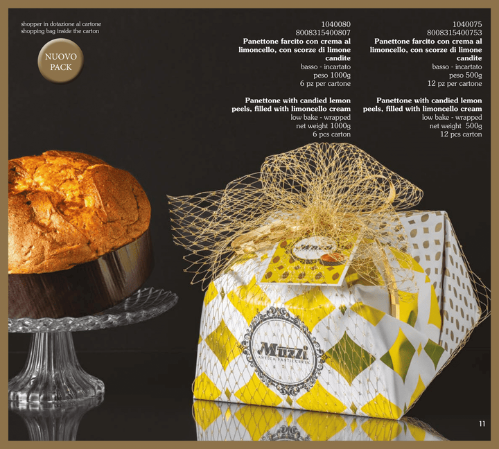 Muzzi Panettone with candied Lemon peels, filled with limoncello cream 1000g  [1040080]