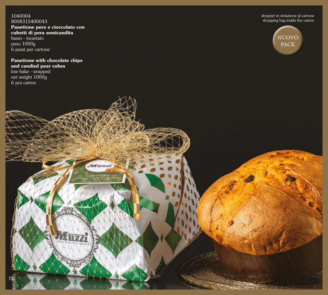 Muzzi Panettone with chocolate chips and candied pear cubes 1000g [1040004]