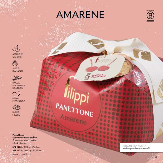 Filippi  Panettone with Candied Black Cherries 500g/1KG (SPE1203/SPE1205)