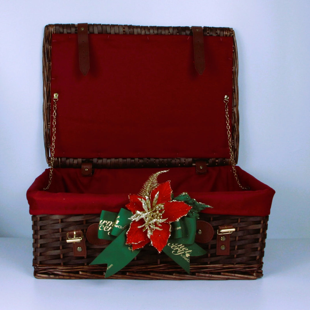 Dark Brown Willow Chest with Red Cloth [Extra Large] * 20-30 Items 43cm(L) x 30cm(W) x 15cm(H)