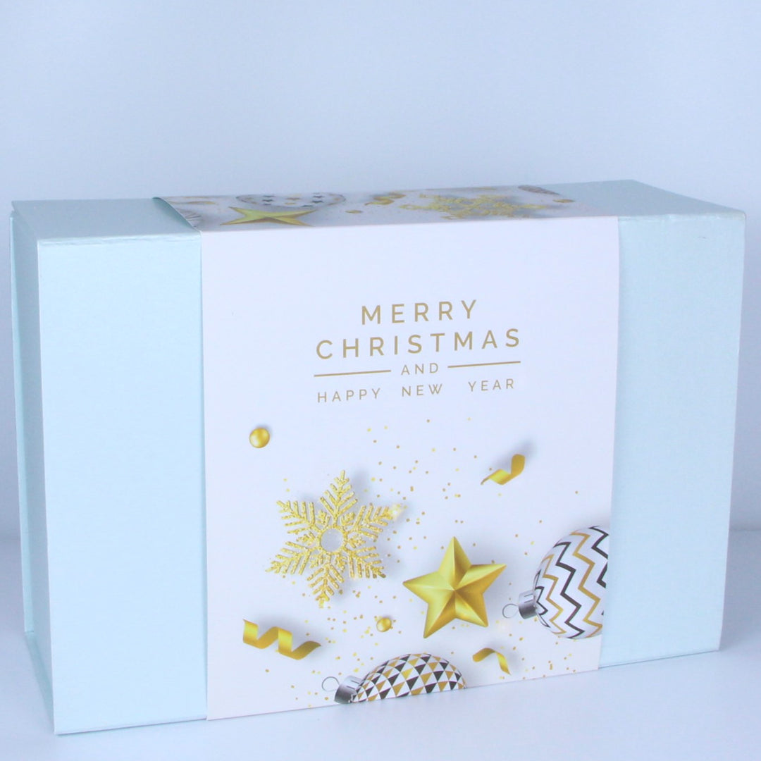 Damask Blue Gift Box with Christmas Sleeve