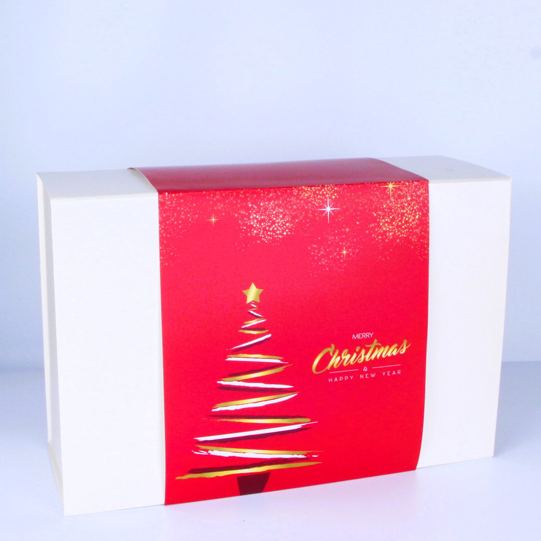White  Gift Box with Red Sleeve