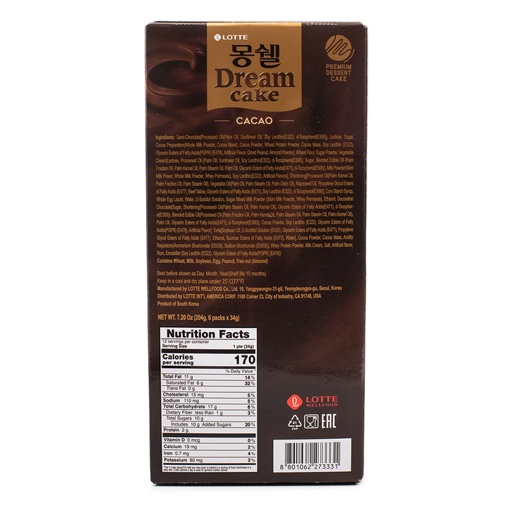 Lotte MonCher Dream Cake Cacao 6pcs