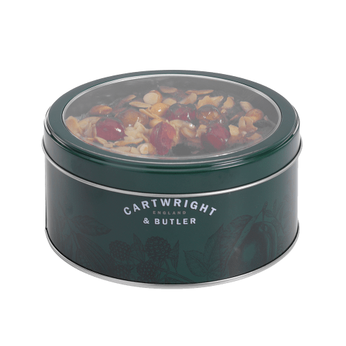 C&B Cherry & Almond Decorated Round Fruit Cake in Tin 700g [4467]