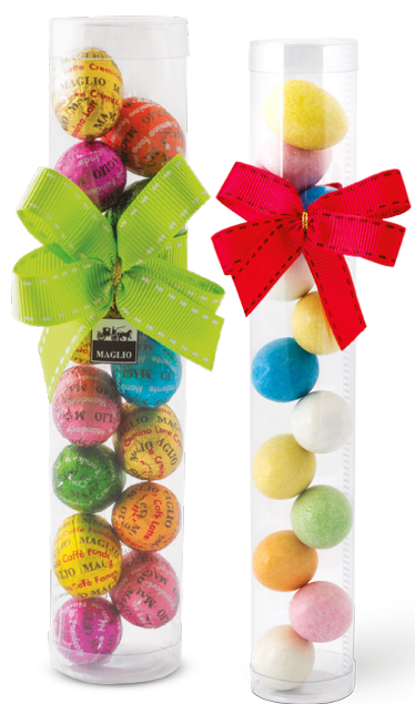 Maglio Transparent Tube with Chocolate Eggs of Assorted Flavours 125g