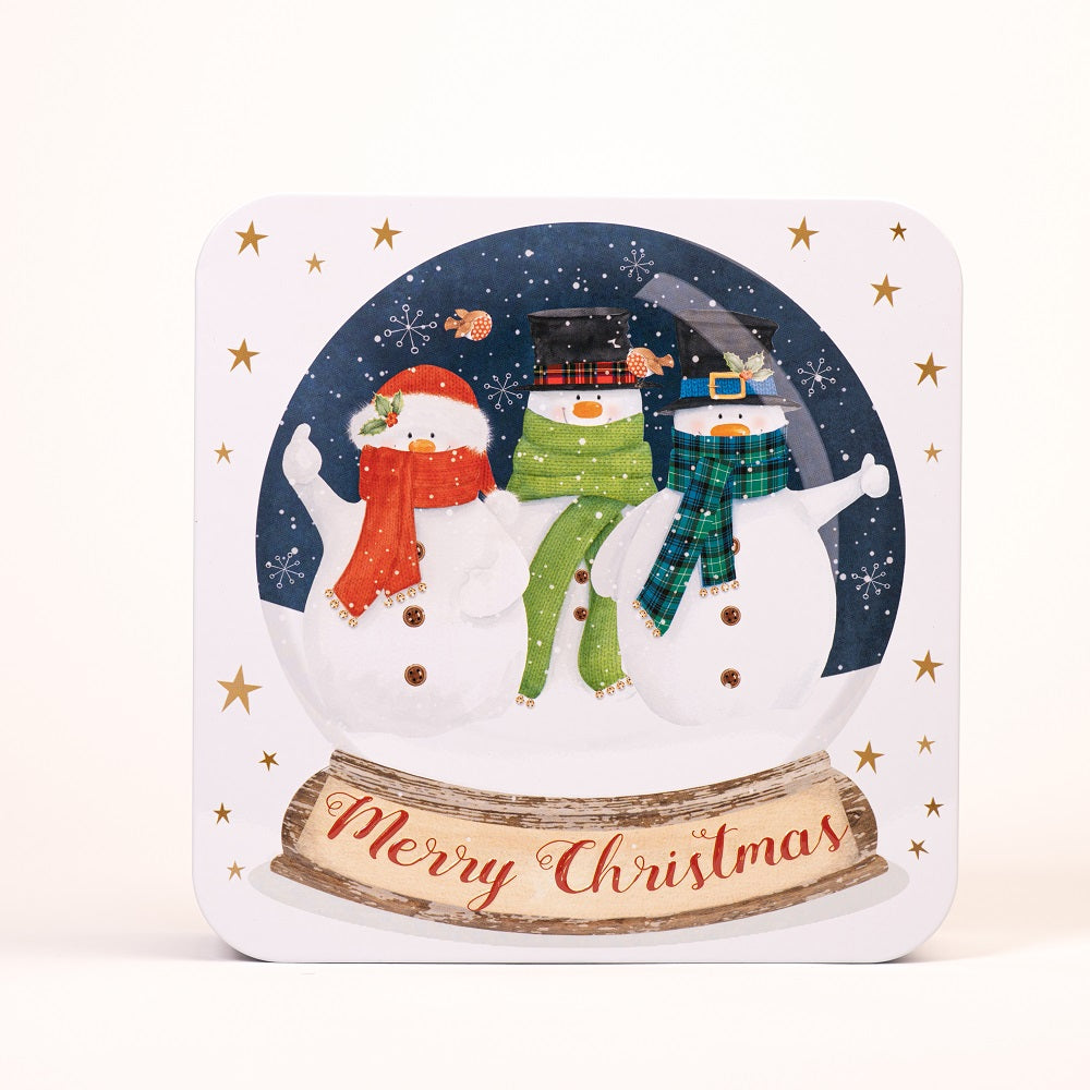Farmhouse Embossed Snowmen Snow globe Assortment Tin 400g