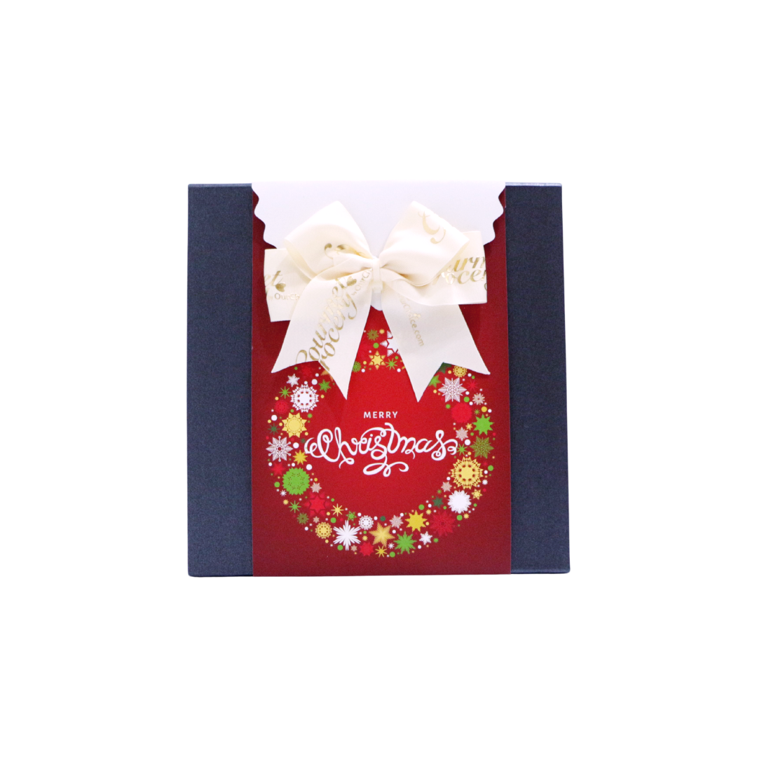 Black Box with Christmas Sleeve MEDIUM [27cm x 27 cm x 11 cm] * 4-7 Items