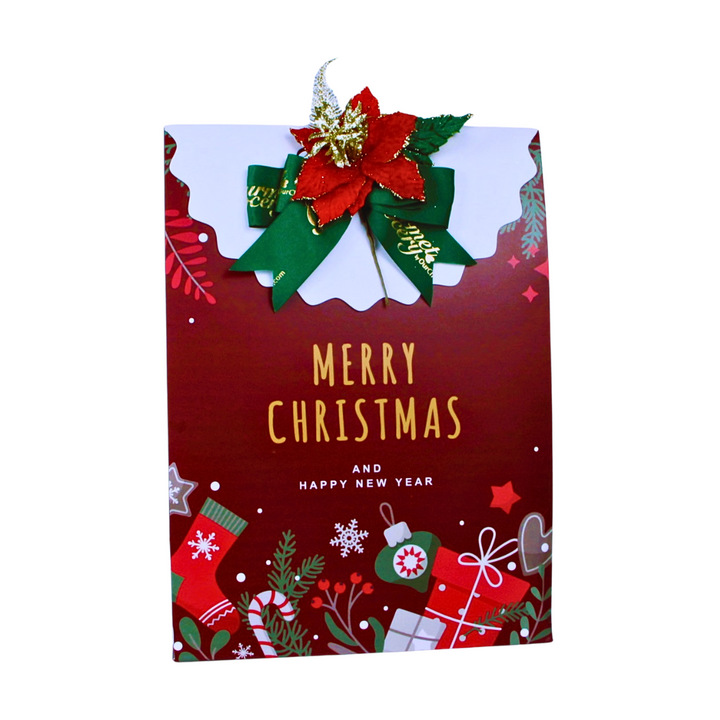 Christmas Red with Ribbon [Extra Large] * 10-15 Items [32cm(L) x 16cm(W) x 47cm(H)]