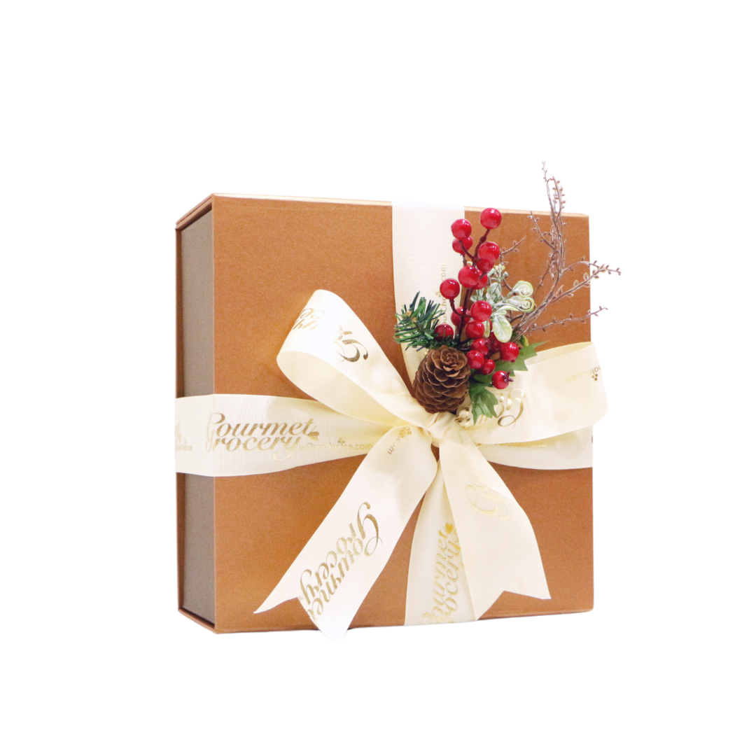 Dark Brown Box with Christmas Sleeve MEDIUM [27cm x 27 cm x 11 cm] * 4-7 Items