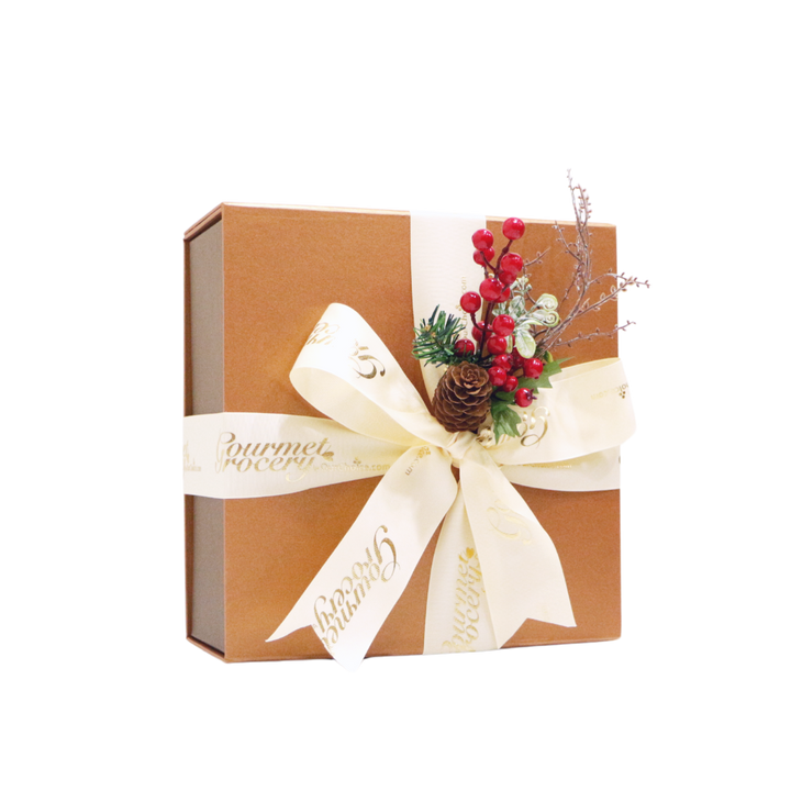Dark Brown Box with Christmas Sleeve MEDIUM [27cm x 27 cm x 11 cm] * 4-7 Items