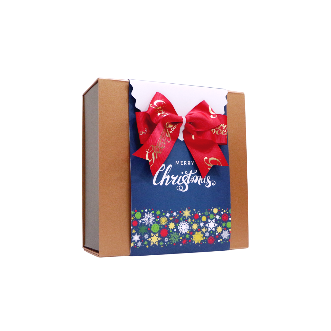 Dark Brown Box with Christmas Sleeve MEDIUM [27cm x 27 cm x 11 cm] * 4-7 Items