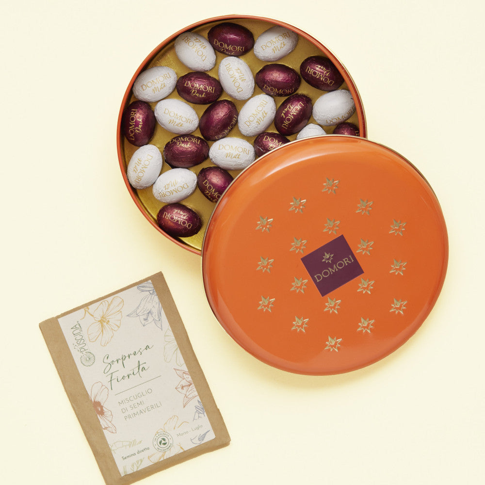 Domori Assorted Tin of Chocolate Eggs - 200g  [ 20/3/2025]