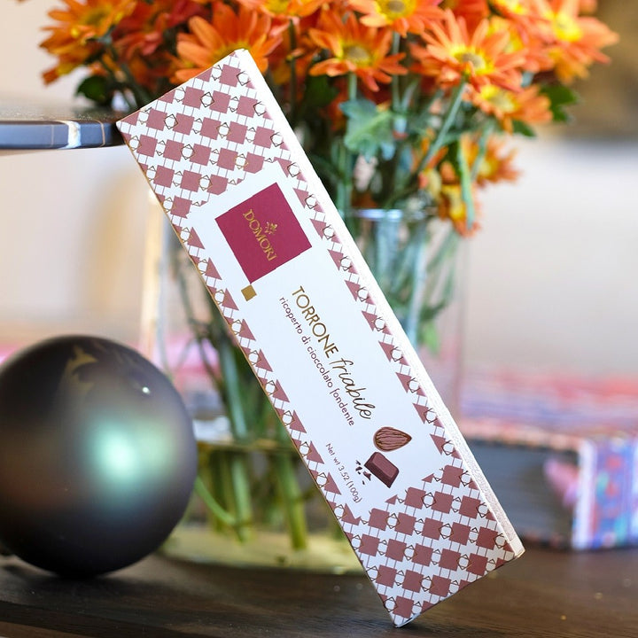Domori Hard Nougat with Almond coated Dark Chocolate 100g