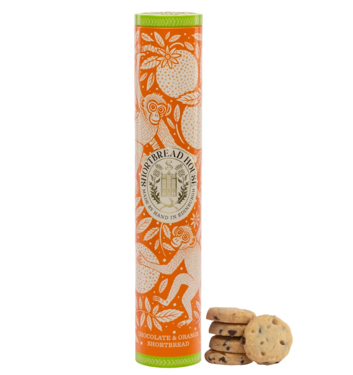 Shortbread with Chocolate & Orange in a 250g Tall Tin