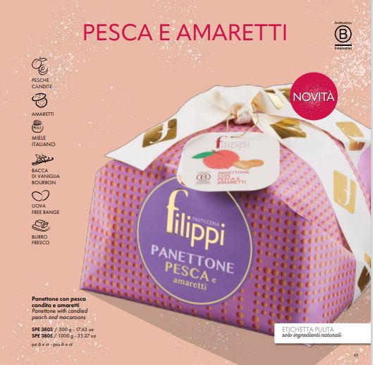 Filippi Panettone with Candied Peach and Macaroons 500g (SPE3803)
