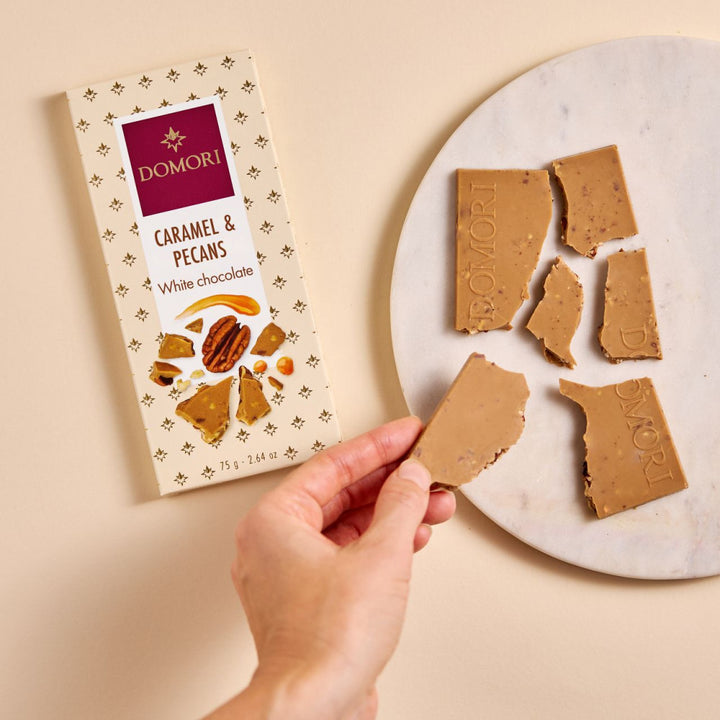 Domori White Chocolate, Caramel and Pecans - 75g [ Sep 2025]