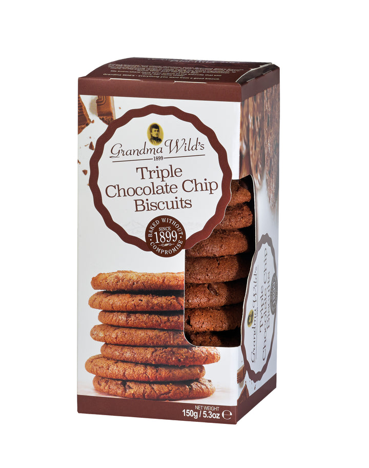 Grandma Wild's Triple Chocolate Chip Biscuits Window Box 150g