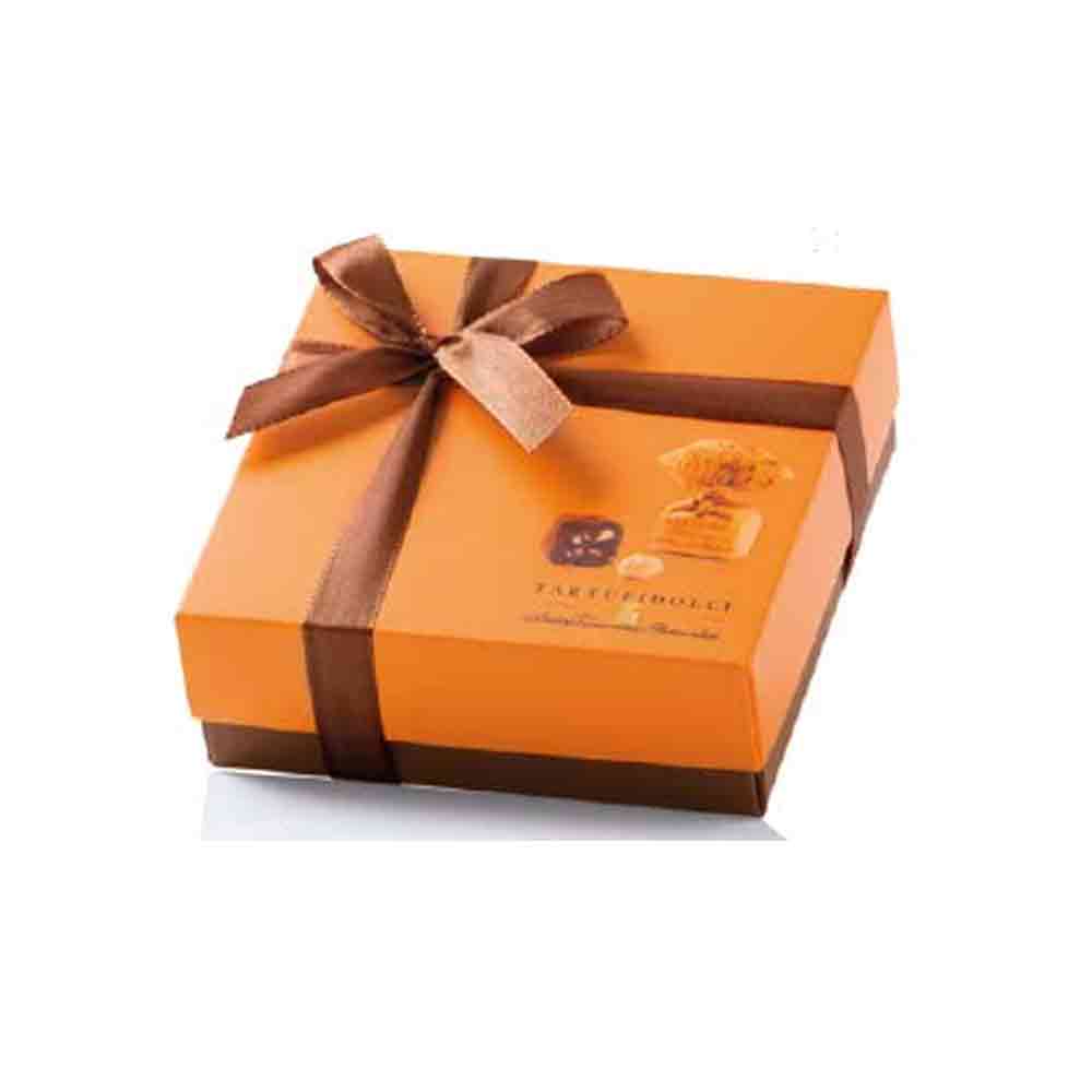 Gianduja Truffles Antica Torroneria Piemontese in orange box with ribbon