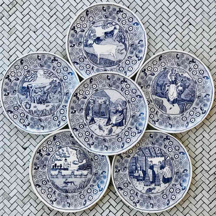 The Fine Cheese Co Set of 6 Ceramic Plates For Cheese