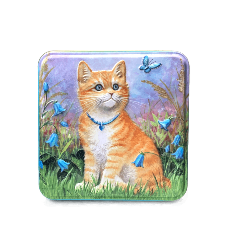 Embossed Ginger Cat with Butterfly Tin 100g [1734]