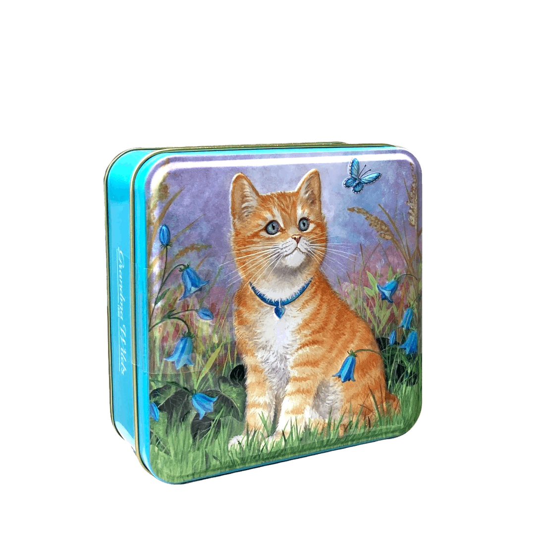Embossed Ginger Cat with Butterfly Tin 100g [1734]