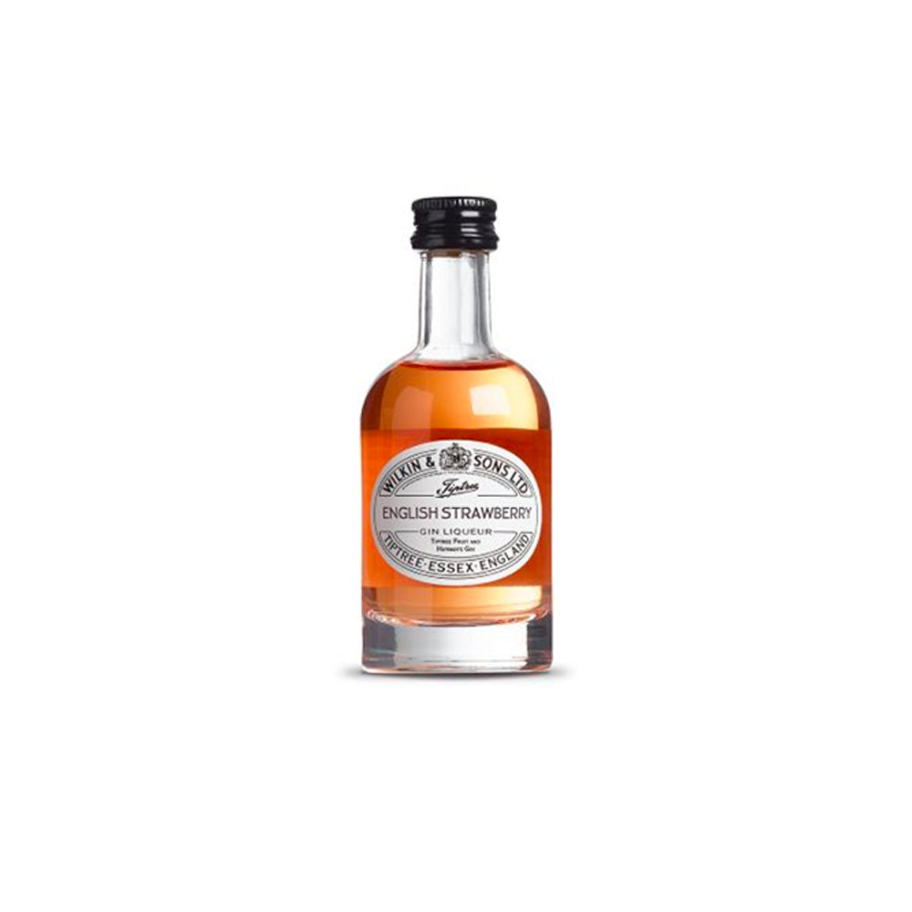 mini bottle of Tiptree English Strawberry Gin Liqueur 5 cl