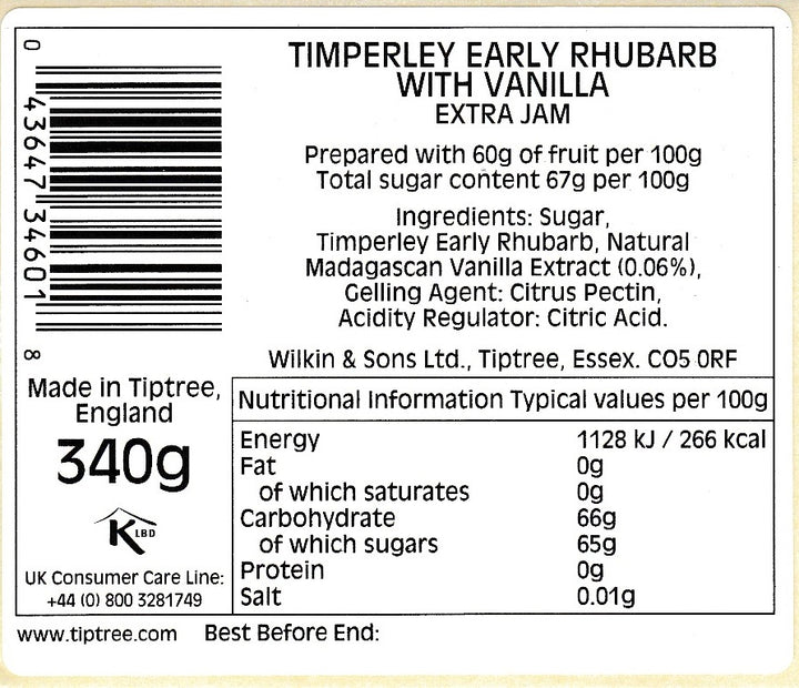 Tiptree Timperley Early Rhubarb With Vanilla 340g