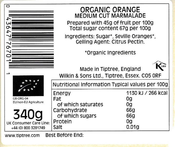 Tiptree Reduced Sugar Orange Marmalade 200g