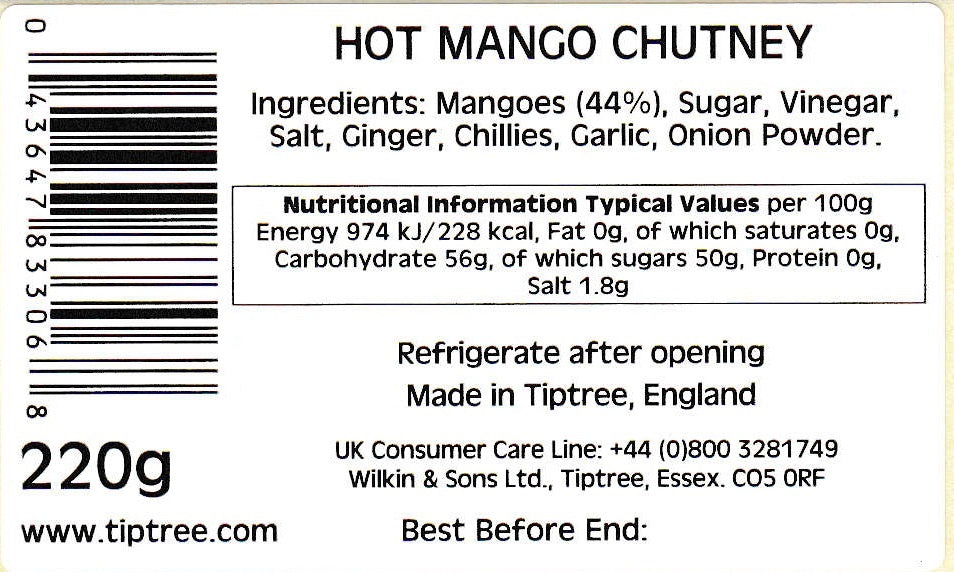 Tiptree Hot Mango Chutney 220g