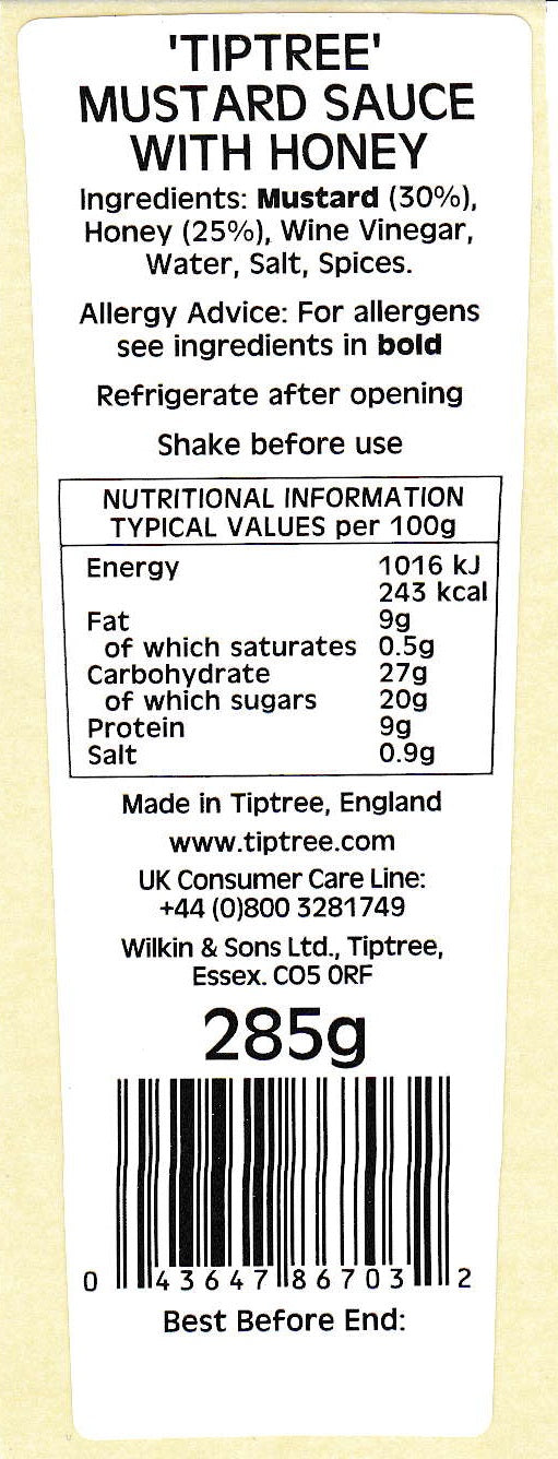 Tiptree Mustard Sauce with Honey 285g