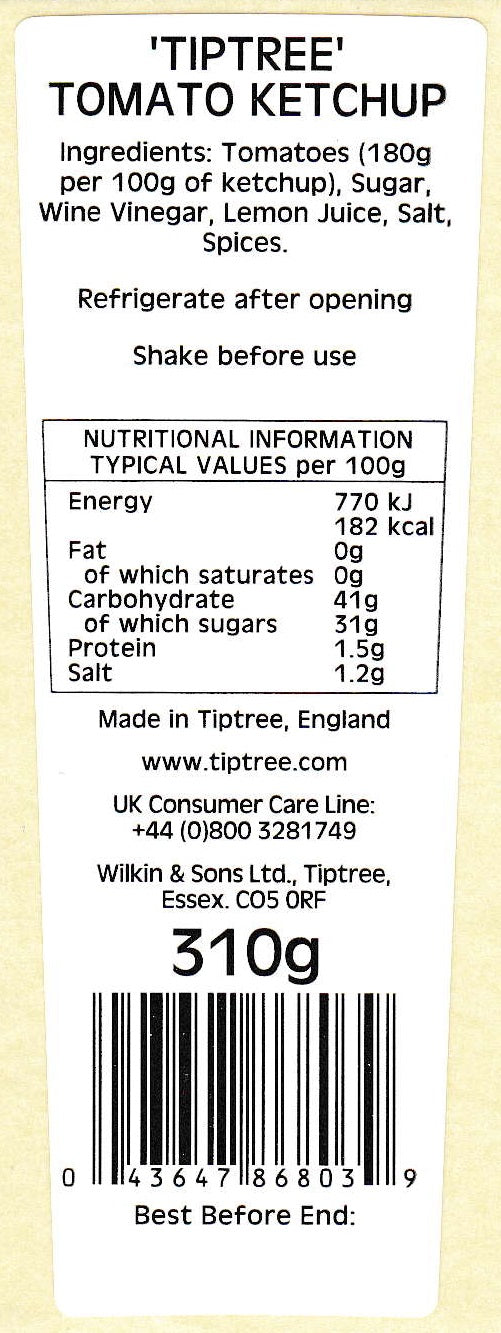 Tiptree Tomato Ketchup 310g