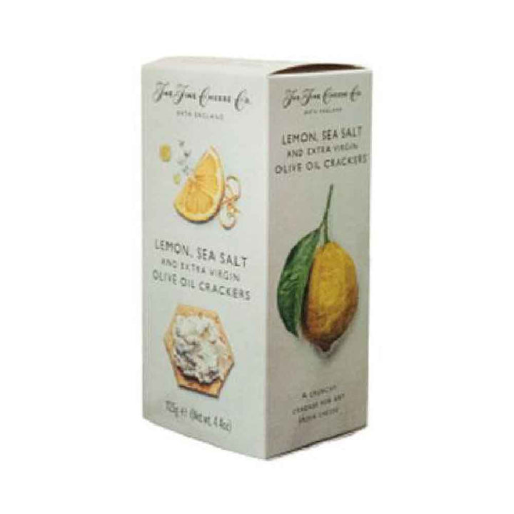 125 gram box of Lemon and sea salt with extra virgin olive oil crackers from the fine cheese co