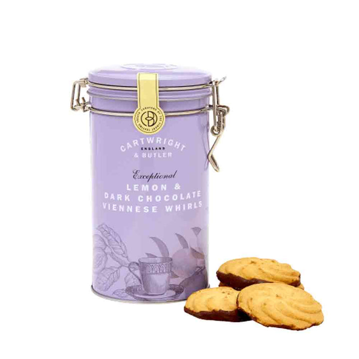 Cartwright & Butler Lemon and Dark Chocolate Viennese Whirls in Tin 200g