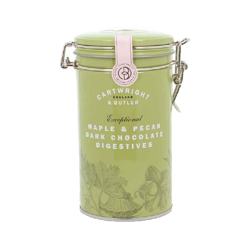 Cartwright & Butler Maple and Pecan Dark Chocolate Digestives in Tin 200g