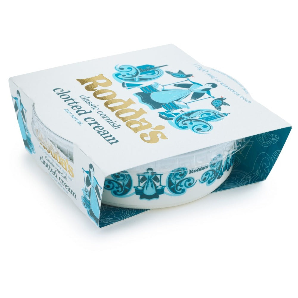 Rodda's Clotted Cream 113 grams in a small tub wrapped in paper packaging