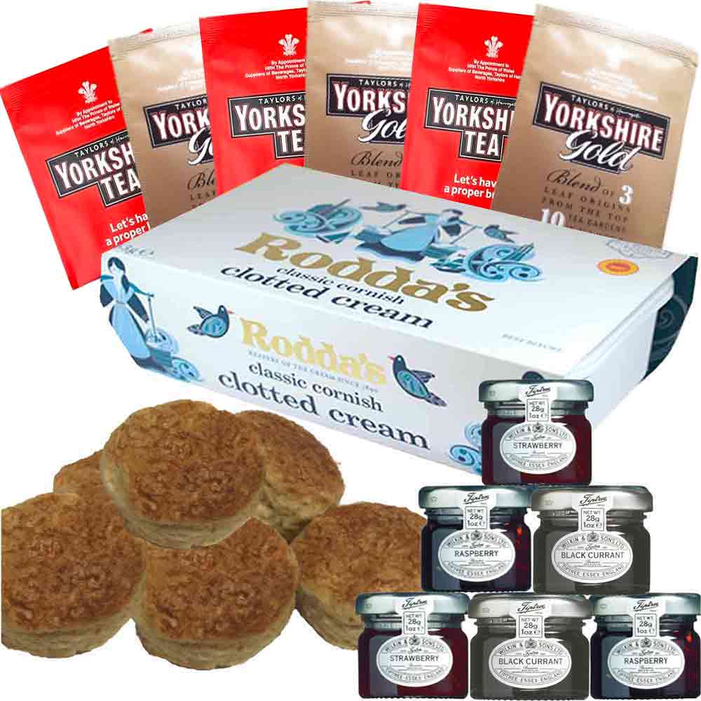 Cream Tea for Six - Cranberry Scones, Clotted Cream, Jam, Tea