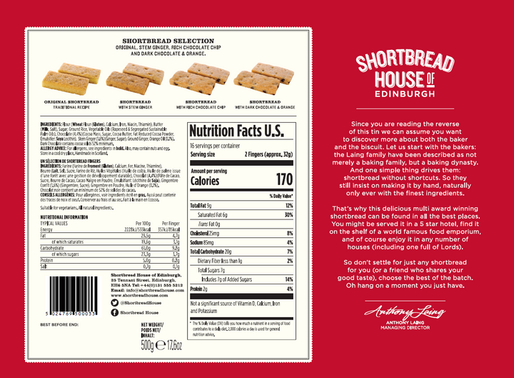 Shortbread House of Edinburgh Tin of Truly Handmade Shortbread Selection 500g