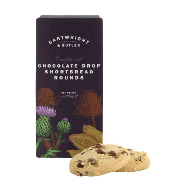 Cartwright & Butler Chocolate Drop Shortbread Rounds in Carton Box 200g