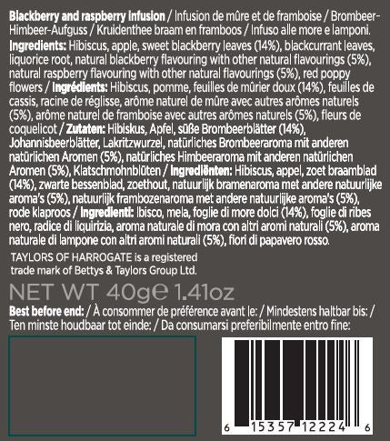 ingredients: hibiscus apple, sweet blackberry and blackcurrant leaves, liquorice root, natural blackberry and raspberry flavourings, red poppy flowers